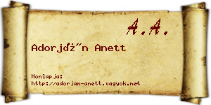 Adorján Anett névjegykártya